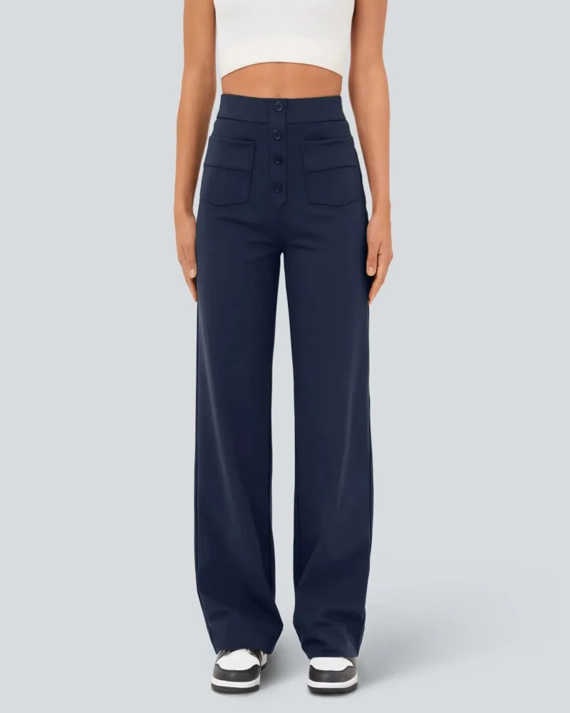 High-Waist Button Front Straight-Leg Pants - Image 18