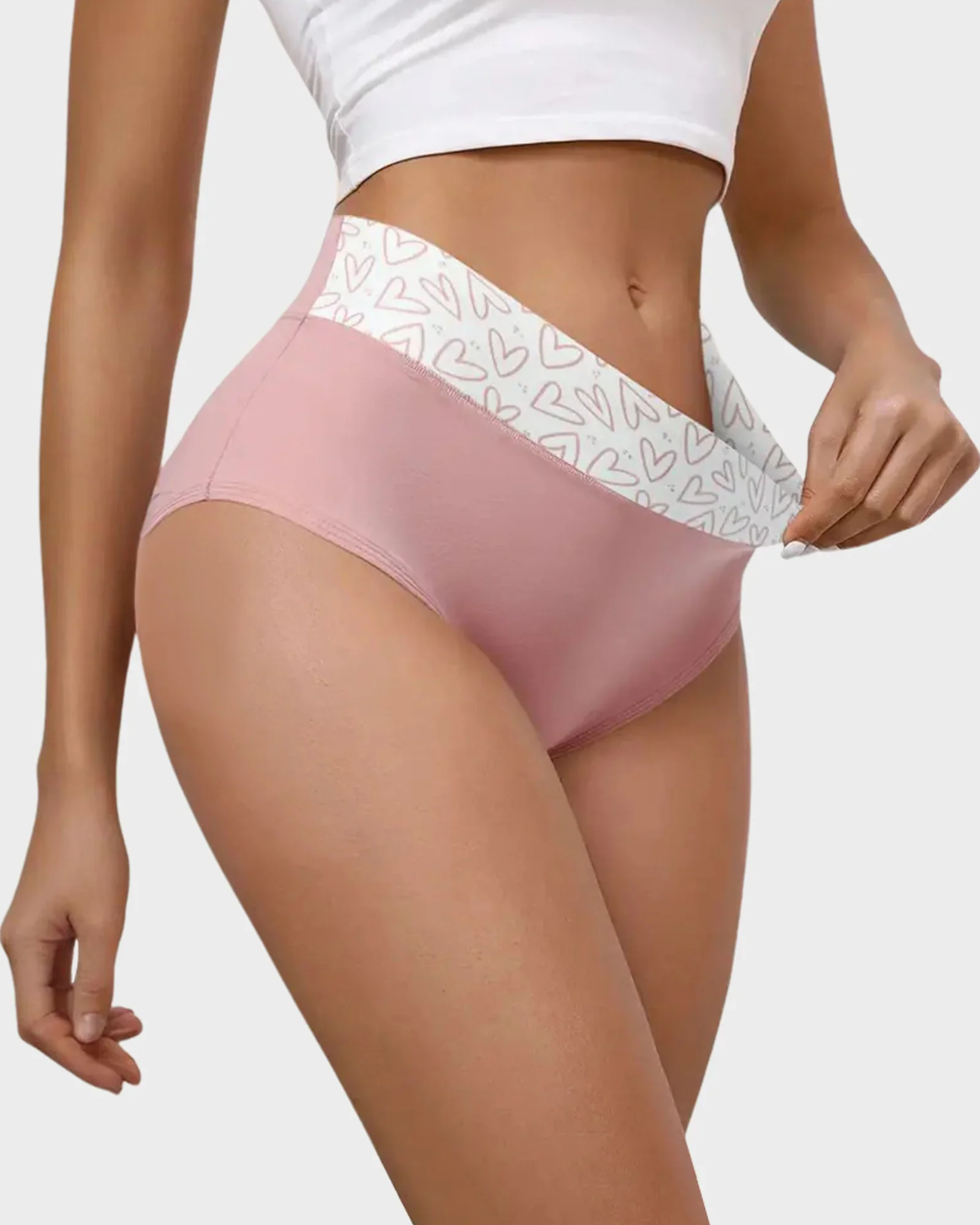 Soft Cotton Heart Print High-Waist Panties (6 Pack) - Image 4