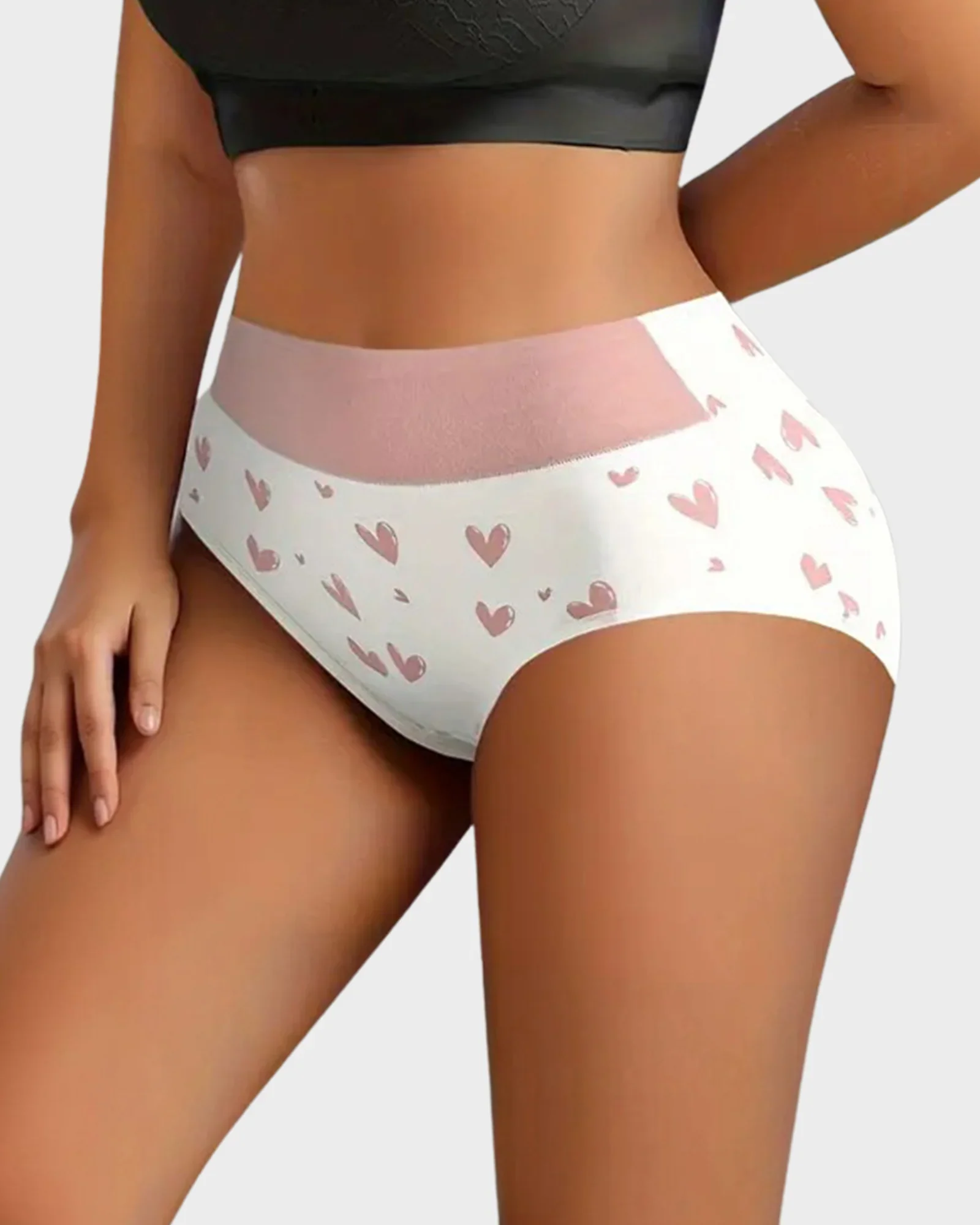 Soft Cotton Heart Print High-Waist Panties (6 Pack) - Image 7