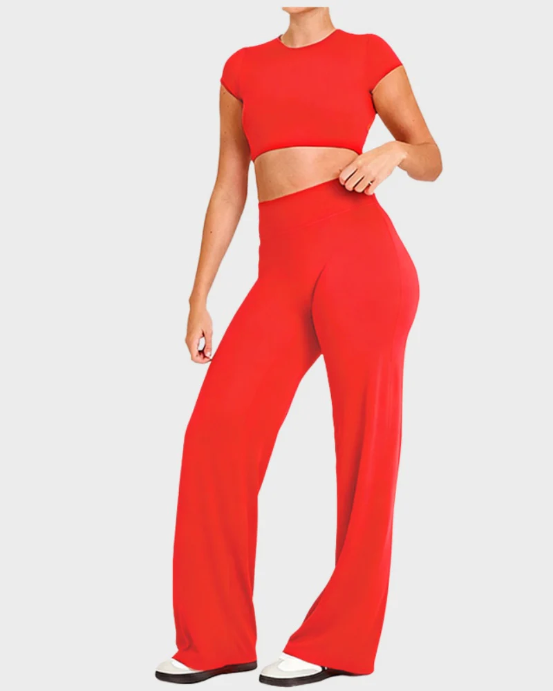 High-Waisted Elastic Wide-Leg Lounge Yoga Pants - Image 10