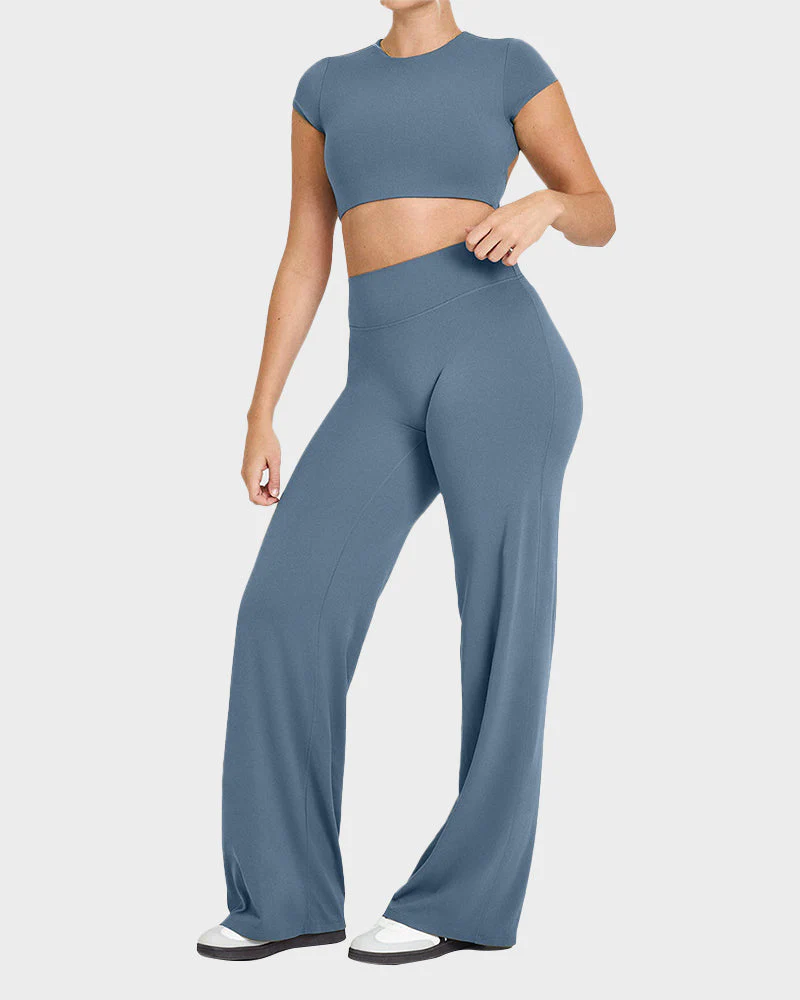 High-Waisted Elastic Wide-Leg Lounge Yoga Pants - Image 4
