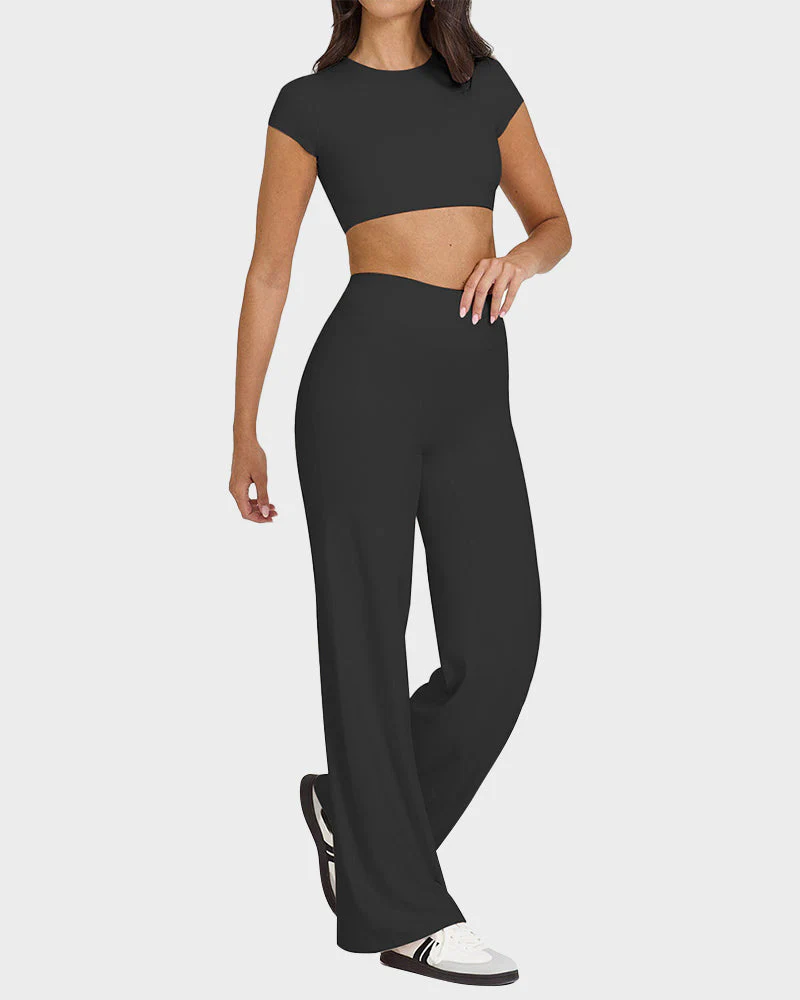 High-Waisted Elastic Wide-Leg Lounge Yoga Pants - Image 8
