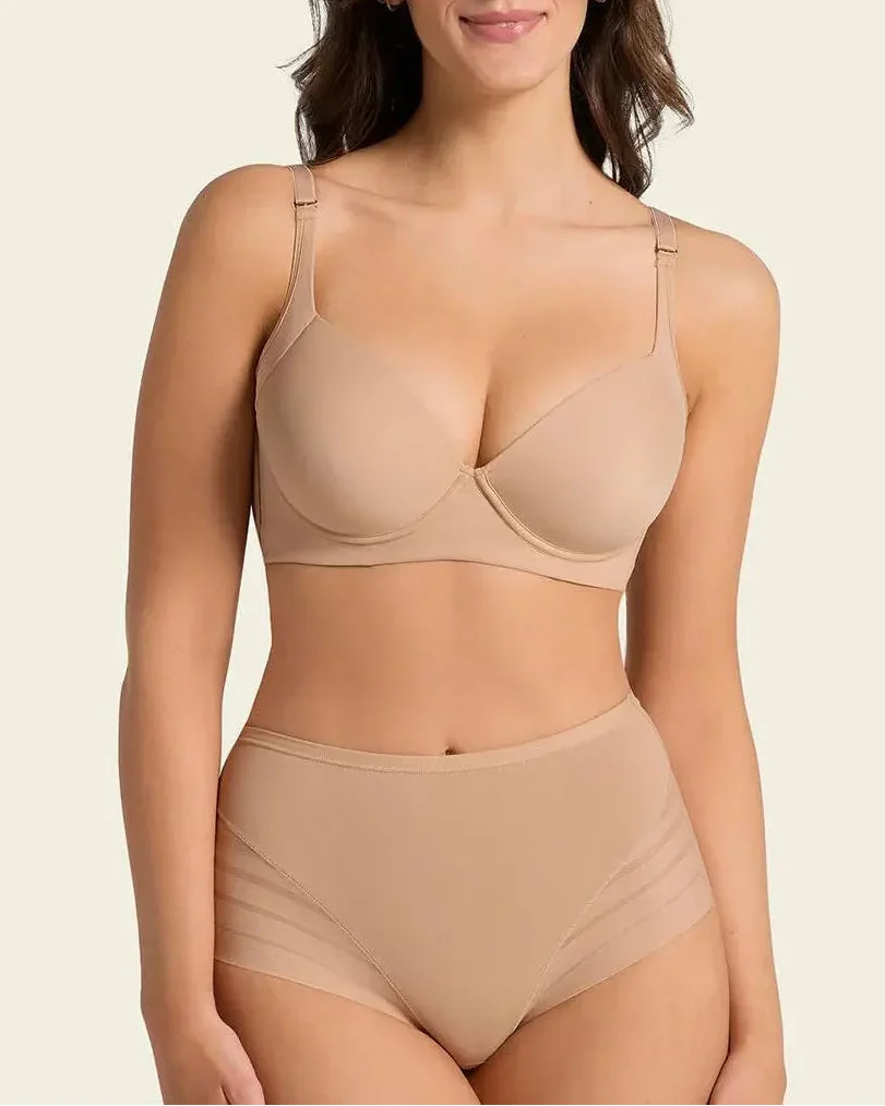 🔥Plus Size Up to 6XL 🔥 High Waisted Invisible Tummy Control Panties - Sheer Stripe Shapewear - Image 4