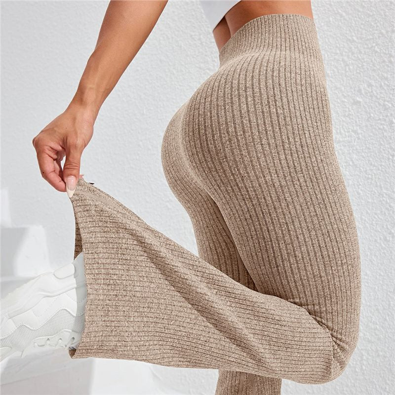High Waisted Threaded Horn Yoga Pants, Hip Lifting Fitness Pants - Image 12