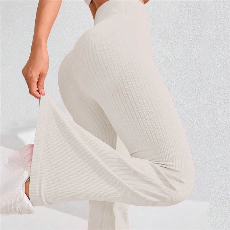 High Waisted Threaded Horn Yoga Pants, Hip Lifting Fitness Pants - Image 18
