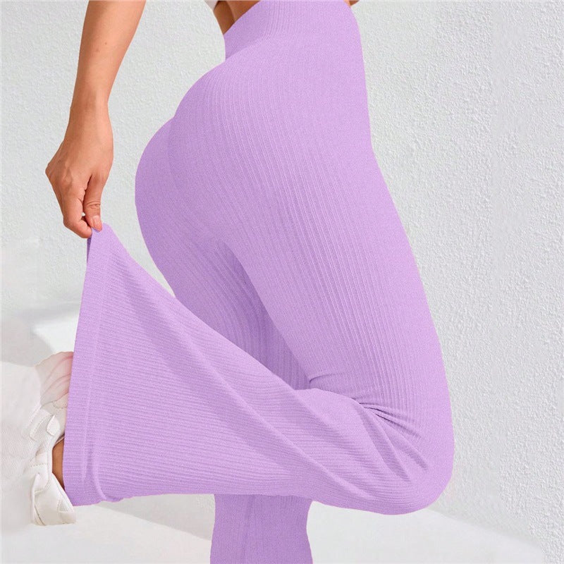 High Waisted Threaded Horn Yoga Pants, Hip Lifting Fitness Pants - Image 22