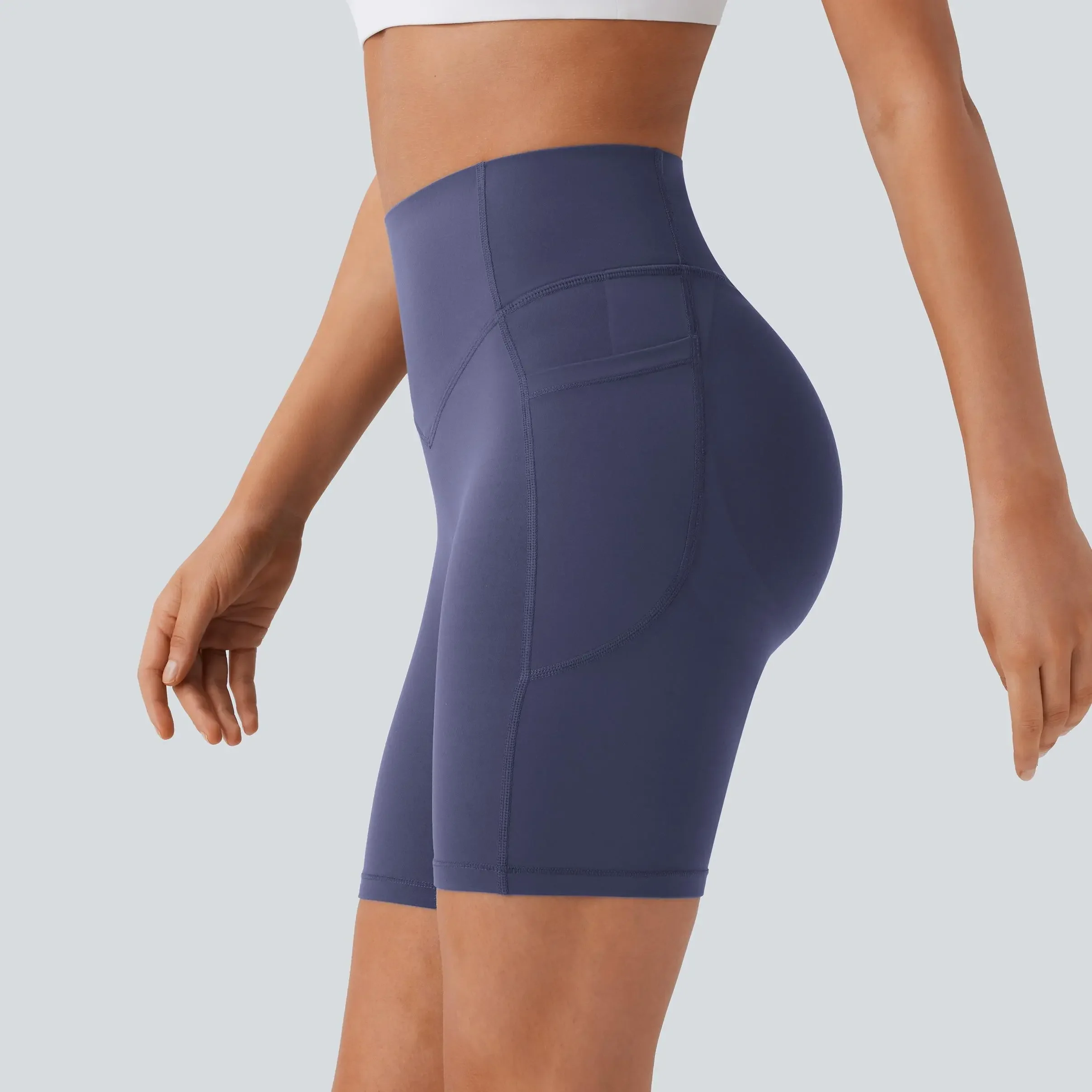 High-Waisted Tummy Control Athletic Shorts with Side Pockets - Image 10