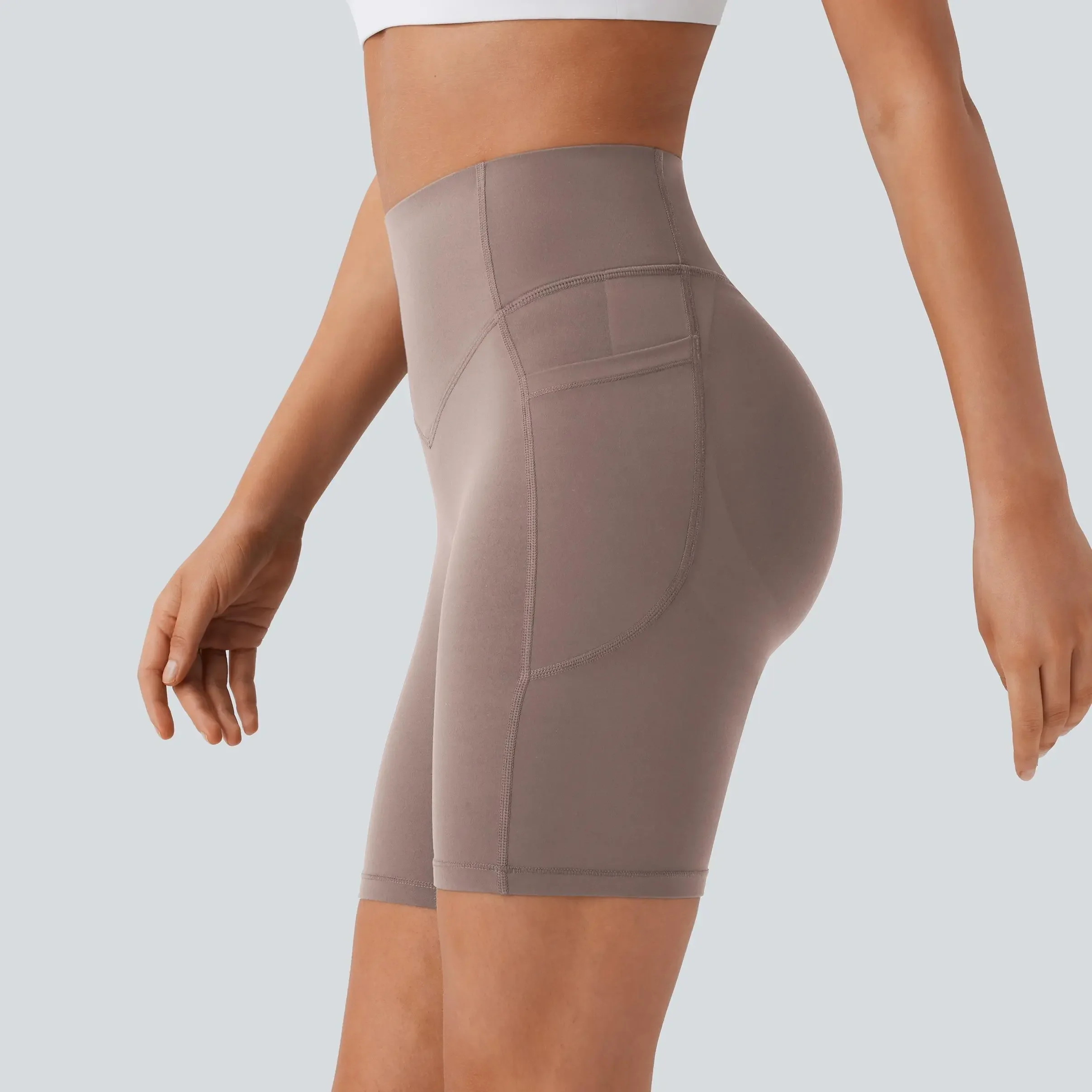 High-Waisted Tummy Control Athletic Shorts with Side Pockets - Image 11