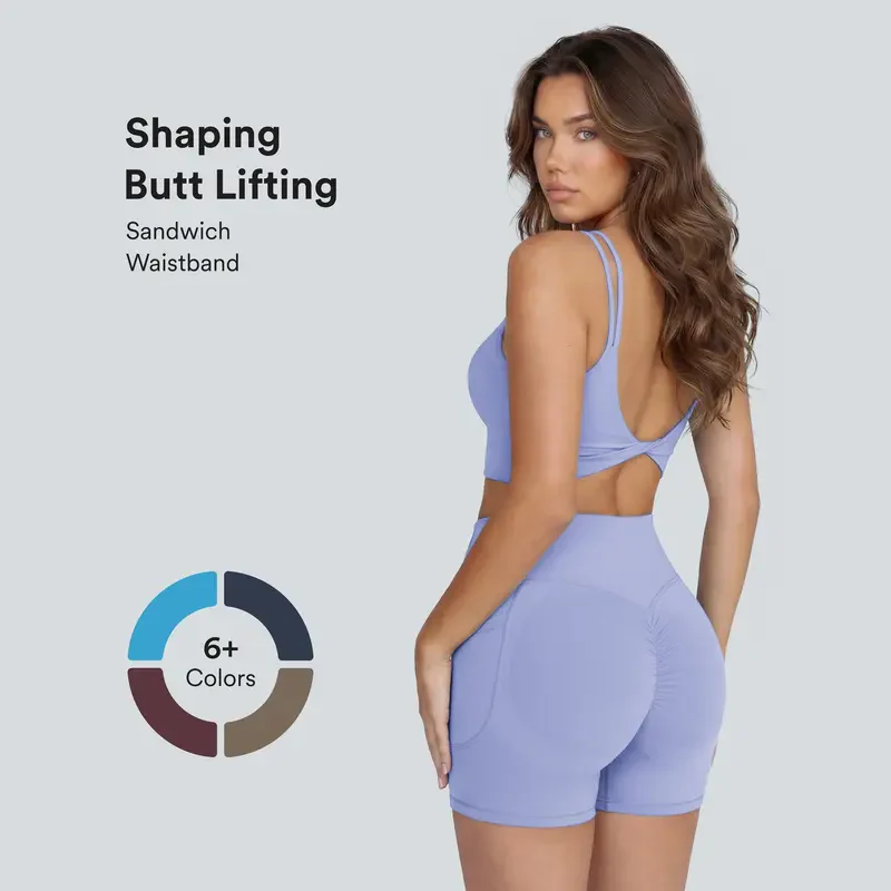 High-Waisted Tummy Control Athletic Shorts with Side Pockets - Image 2