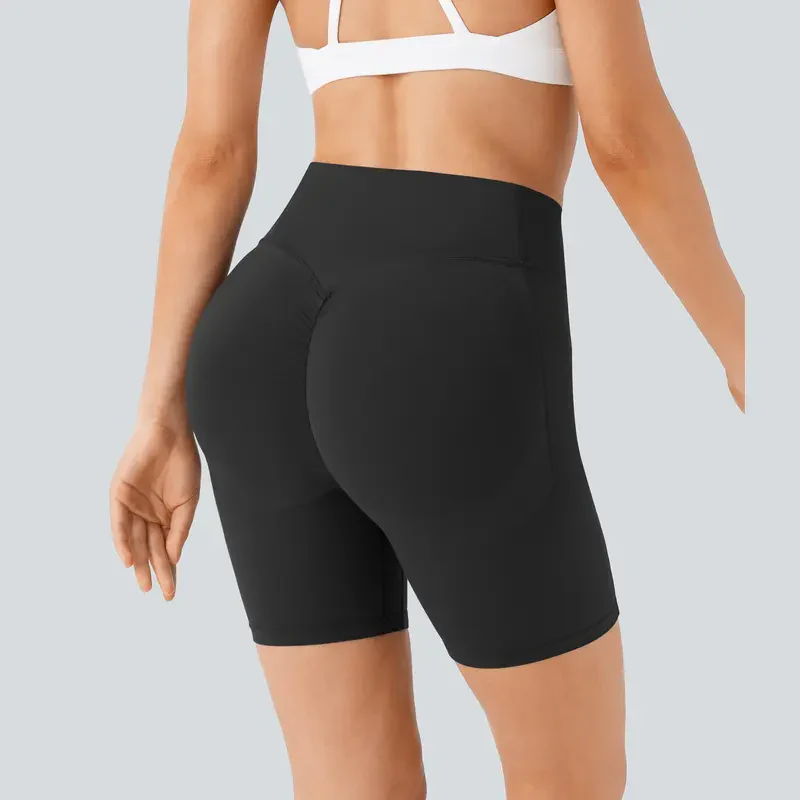 High-Waisted Tummy Control Athletic Shorts with Side Pockets - Image 3