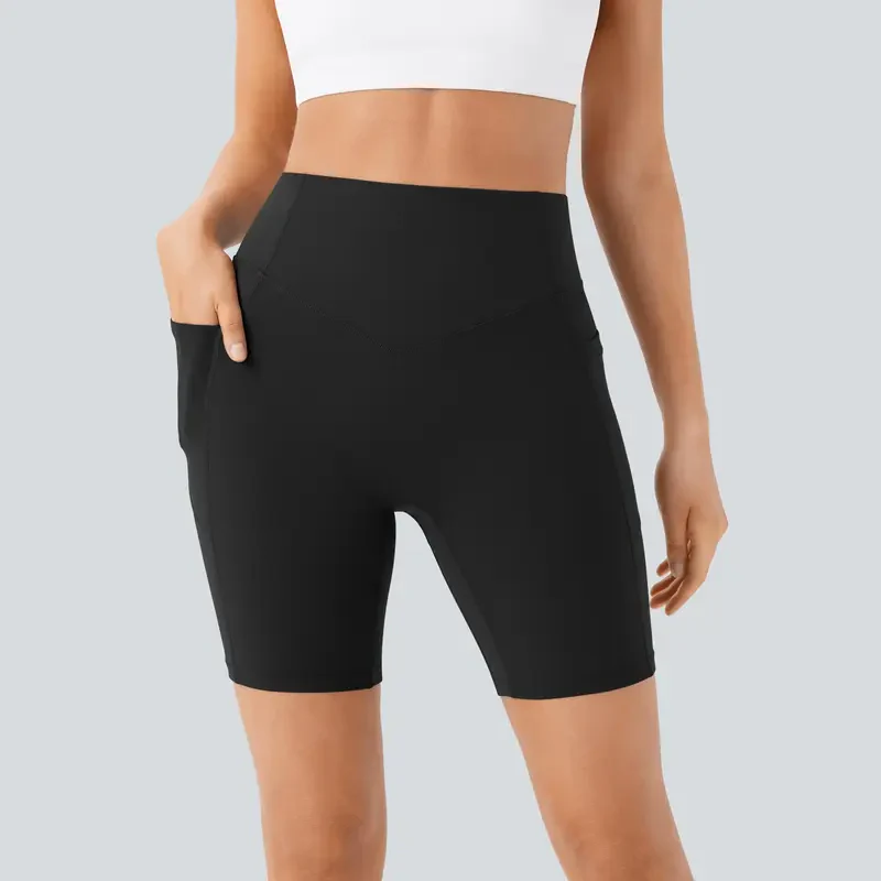 High-Waisted Tummy Control Athletic Shorts with Side Pockets - Image 4
