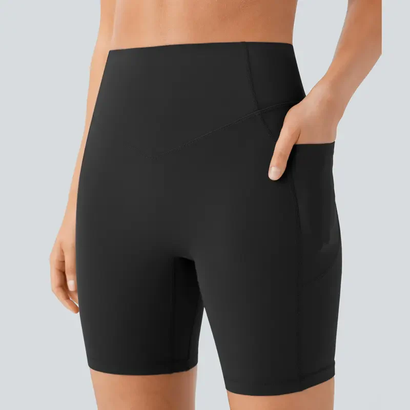 High-Waisted Tummy Control Athletic Shorts with Side Pockets - Image 6