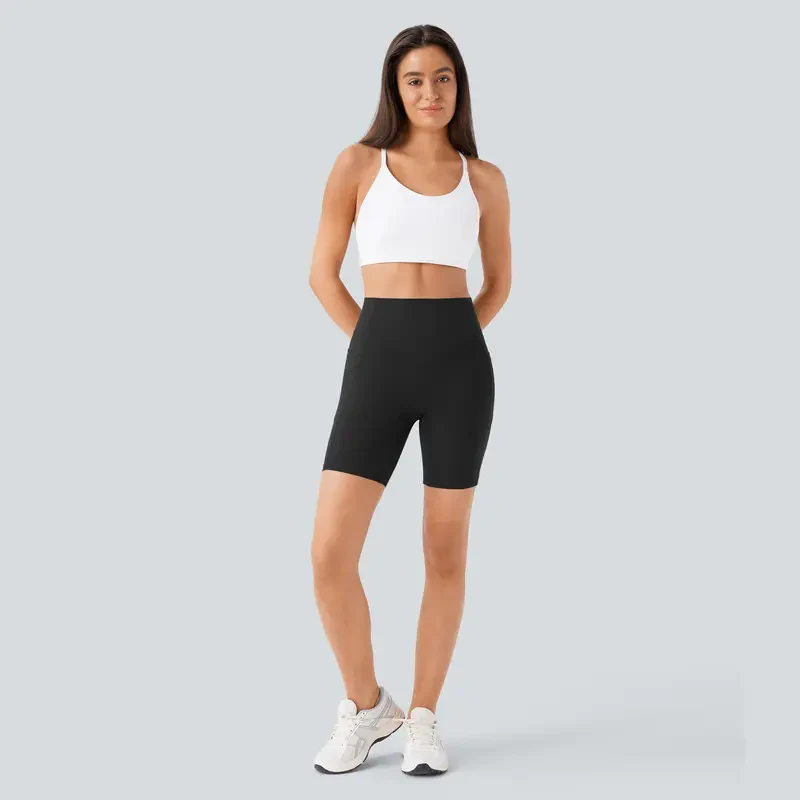 High-Waisted Tummy Control Athletic Shorts with Side Pockets - Image 8