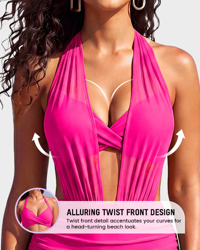 High-Waisted Tummy Control Mesh Bikini Set - Image 3