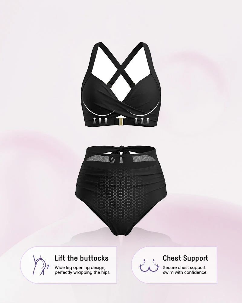 High-Waisted Tummy Control Mesh Bikini Set - Image 5