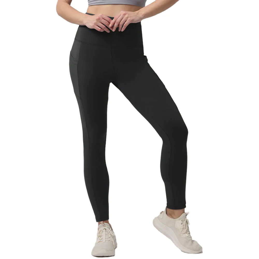 High Waisted Warm Wool Lined Tight Pants With Pockets - Image 4