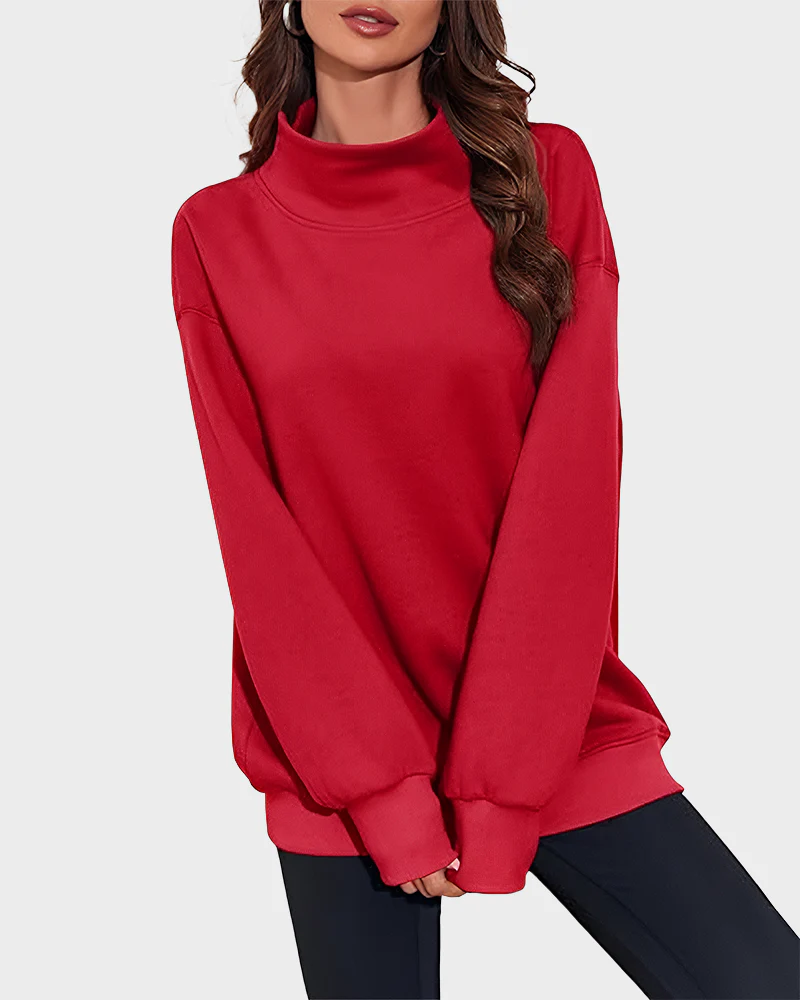 Women's Oversized Turtleneck Sweatshirt Casual Pullover Top - Image 10