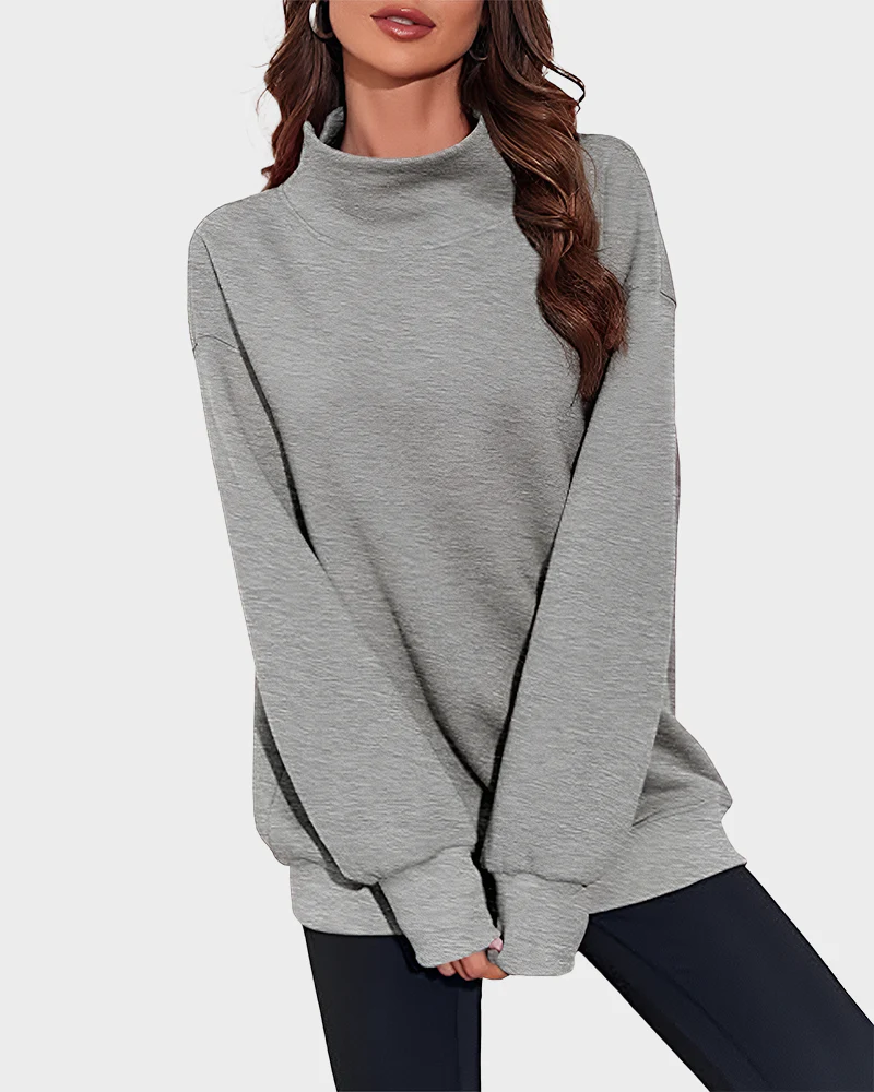 Women's Oversized Turtleneck Sweatshirt Casual Pullover Top - Image 16