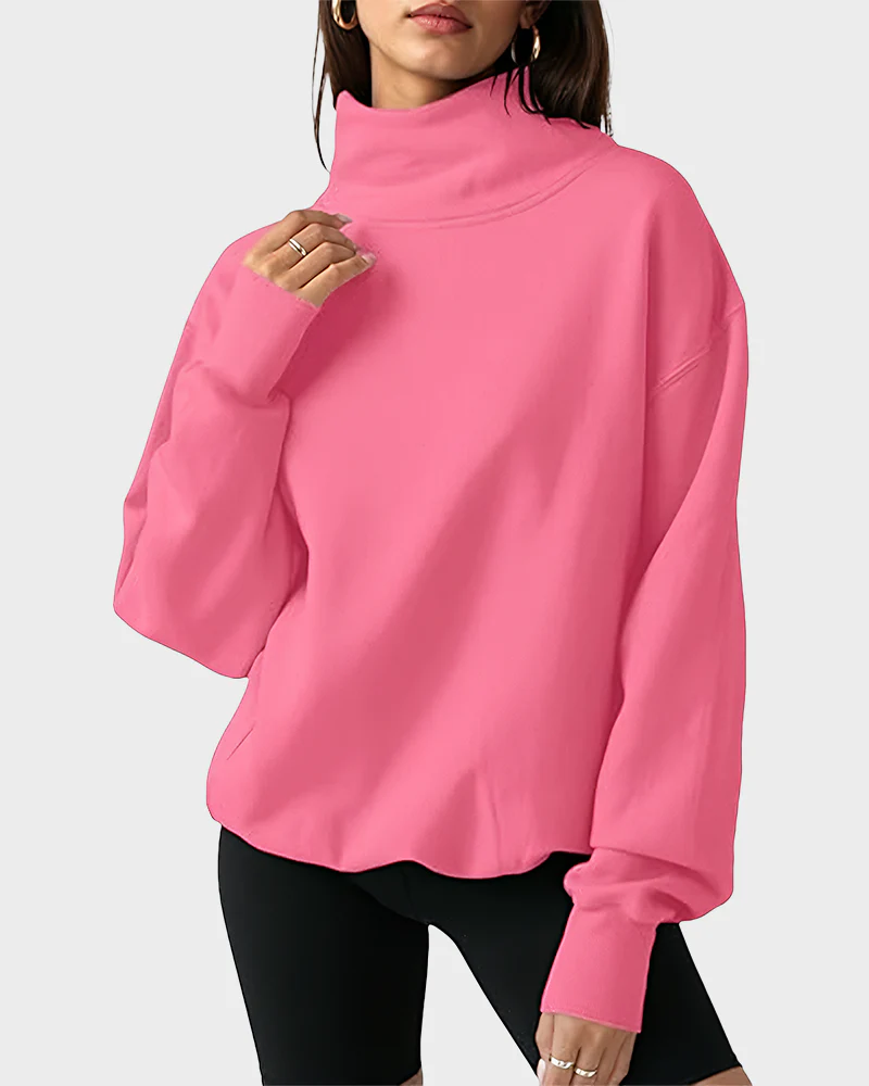 Women's Oversized Turtleneck Sweatshirt Casual Pullover Top - Image 17