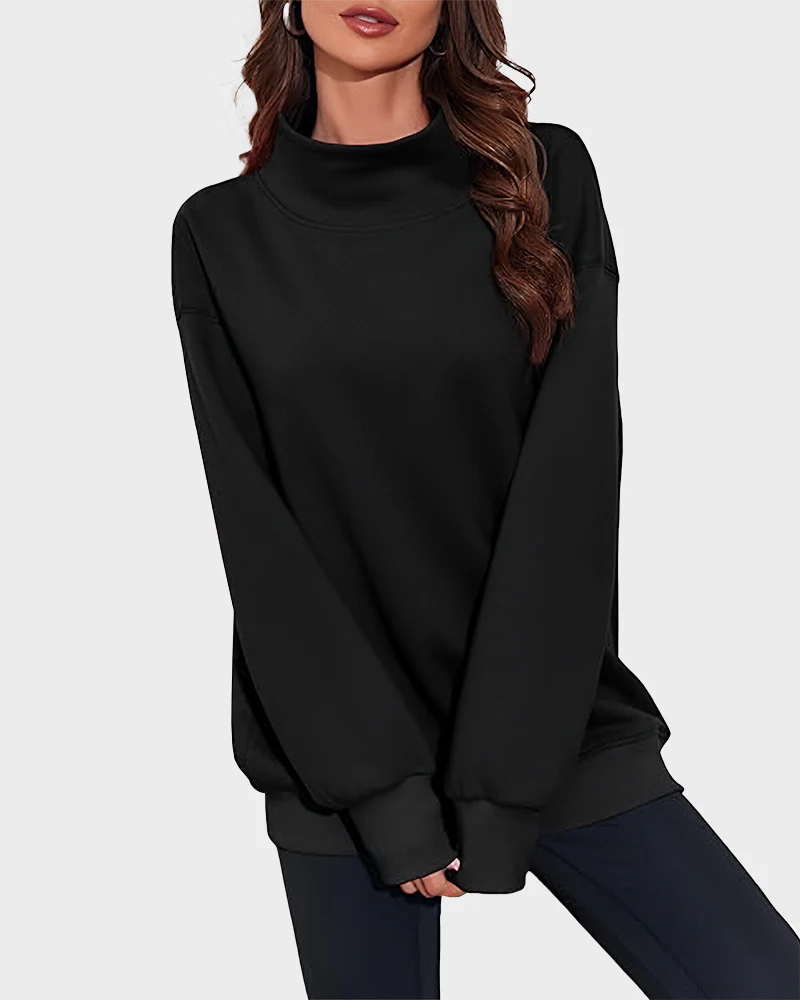 Women's Oversized Turtleneck Sweatshirt Casual Pullover Top - Image 5