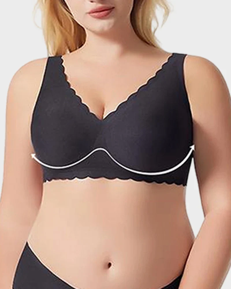Deep V Seamless Scalloped Wireless Lift Bra - Image 3