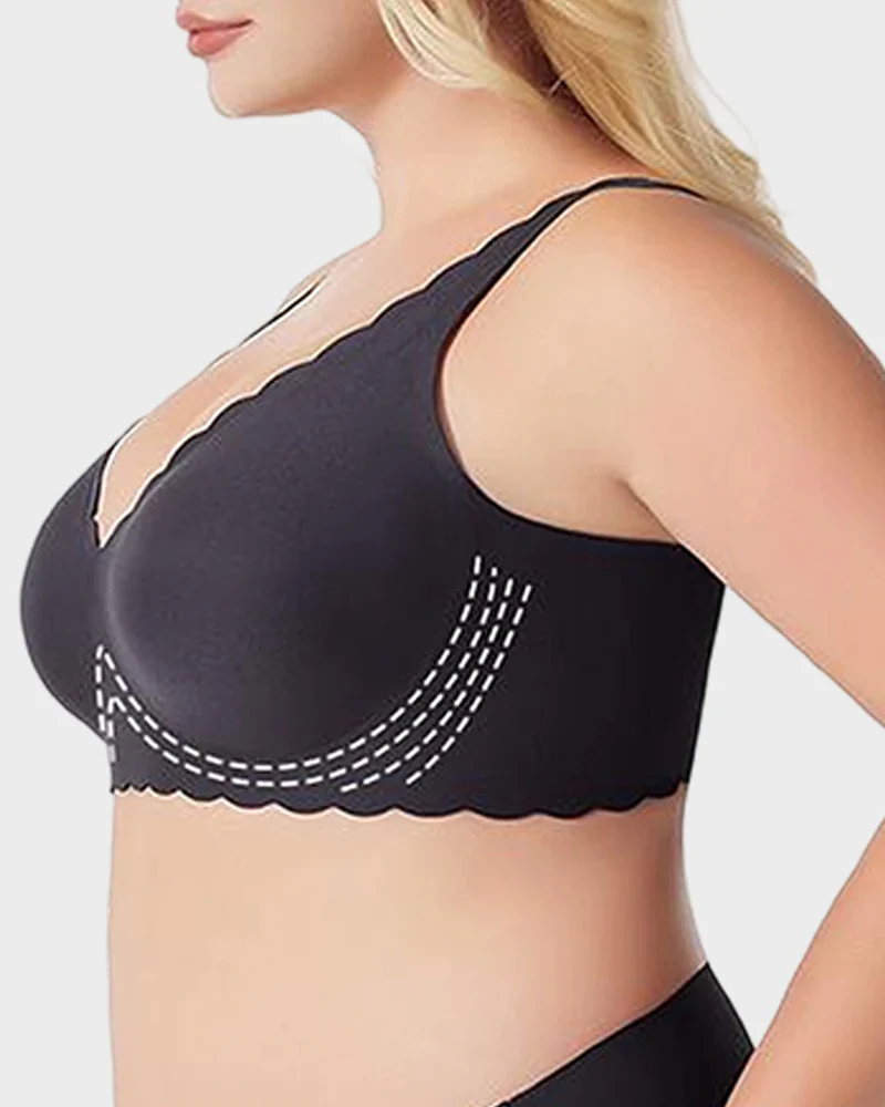 Deep V Seamless Scalloped Wireless Lift Bra - Image 4