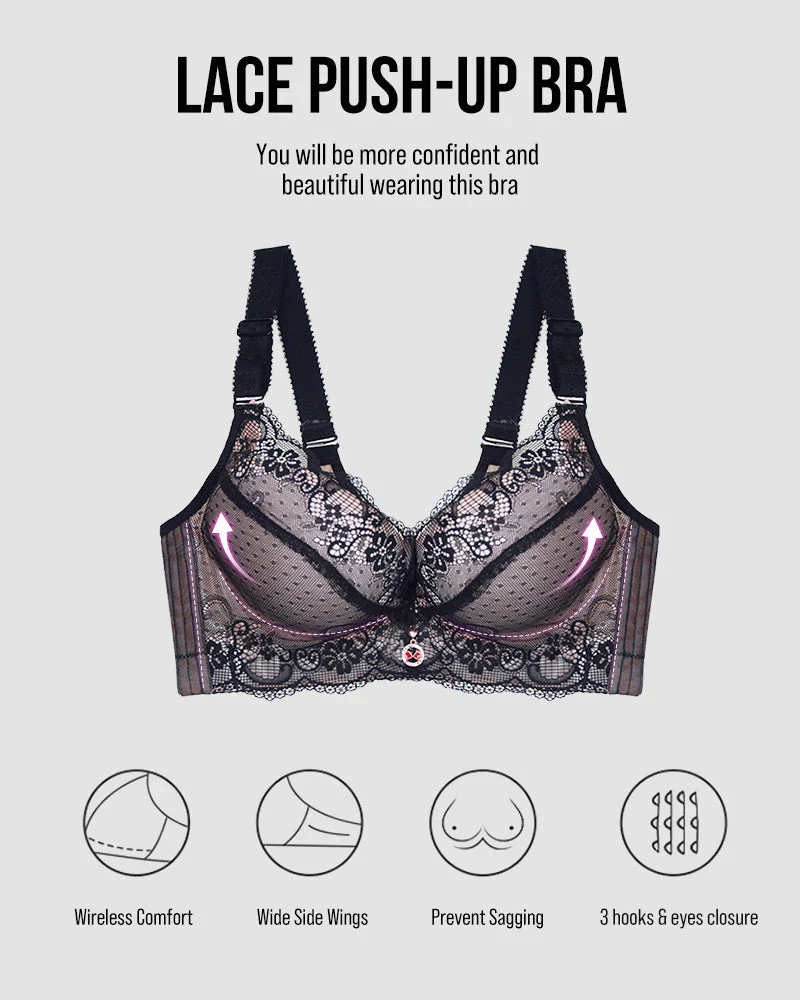 Lace Underwire Padded Push Up Bra - Image 8