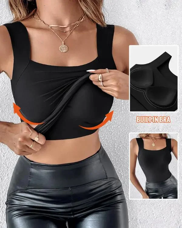 U Neck Shapewear Built-in Bra Tank - Image 8