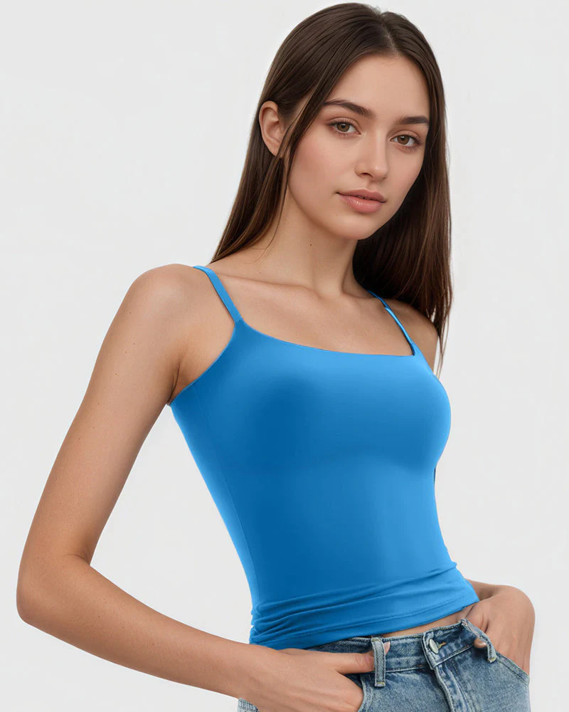 Minimalist Slim Tank Top – Square Neck & Adjustable Straps - Image 10