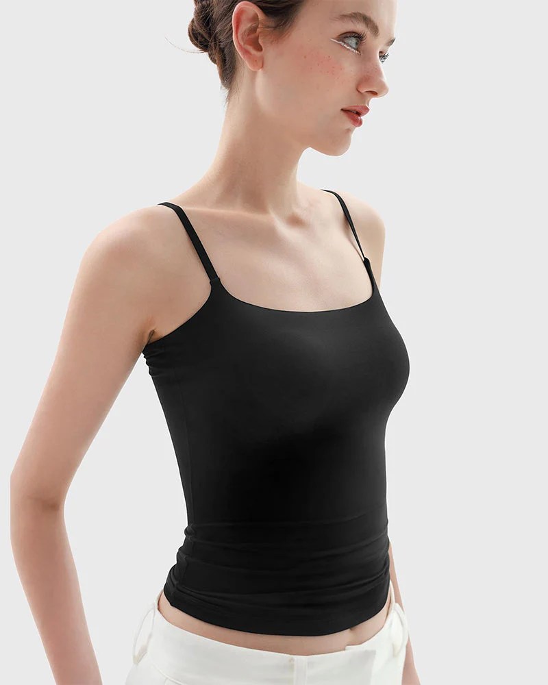 Minimalist Slim Tank Top – Square Neck & Adjustable Straps - Image 4