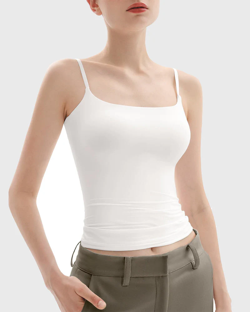 Minimalist Slim Tank Top – Square Neck & Adjustable Straps - Image 5