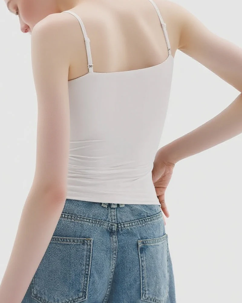 Minimalist Slim Tank Top – Square Neck & Adjustable Straps - Image 8