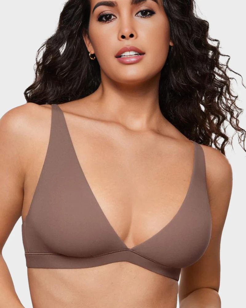No Padding Plunge Triangle Bralette Bra - Image 3