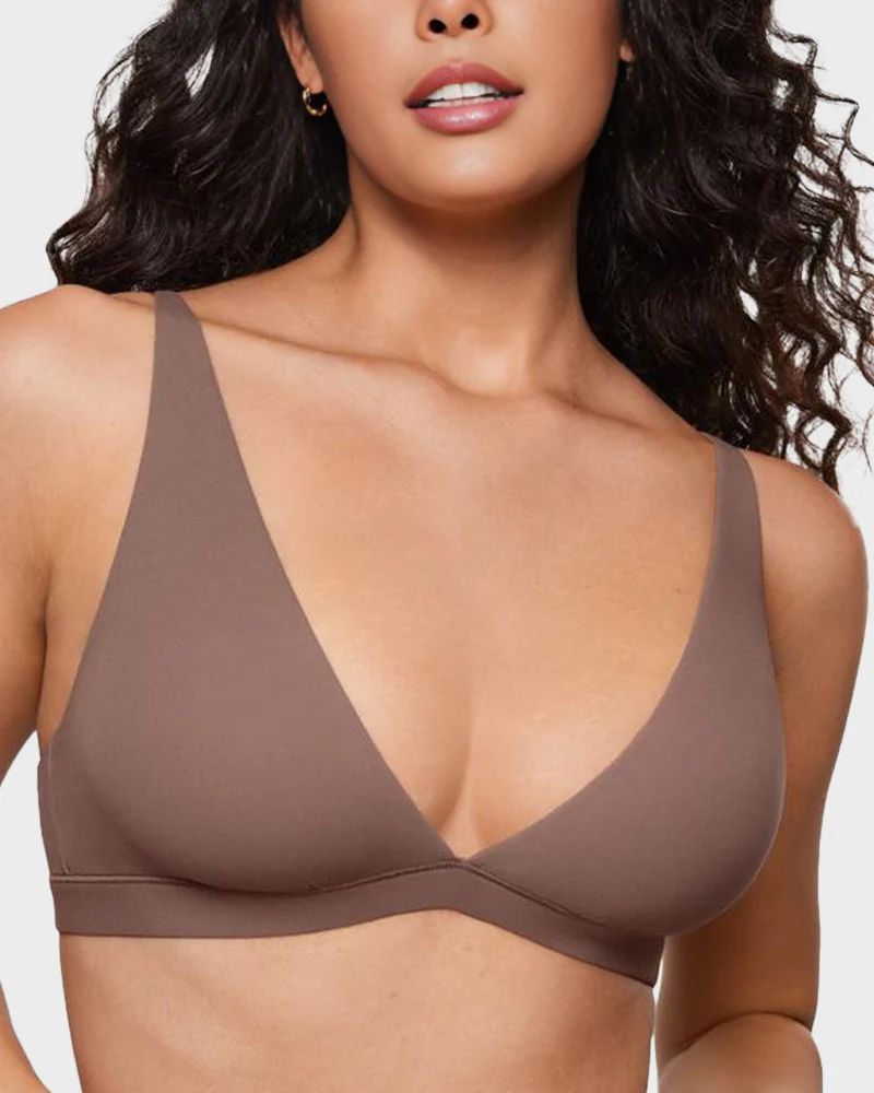 No Padding Plunge Triangle Bralette Bra - Image 5