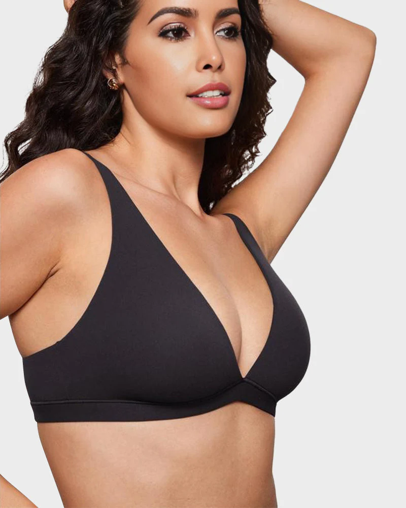 No Padding Plunge Triangle Bralette Bra - Image 7