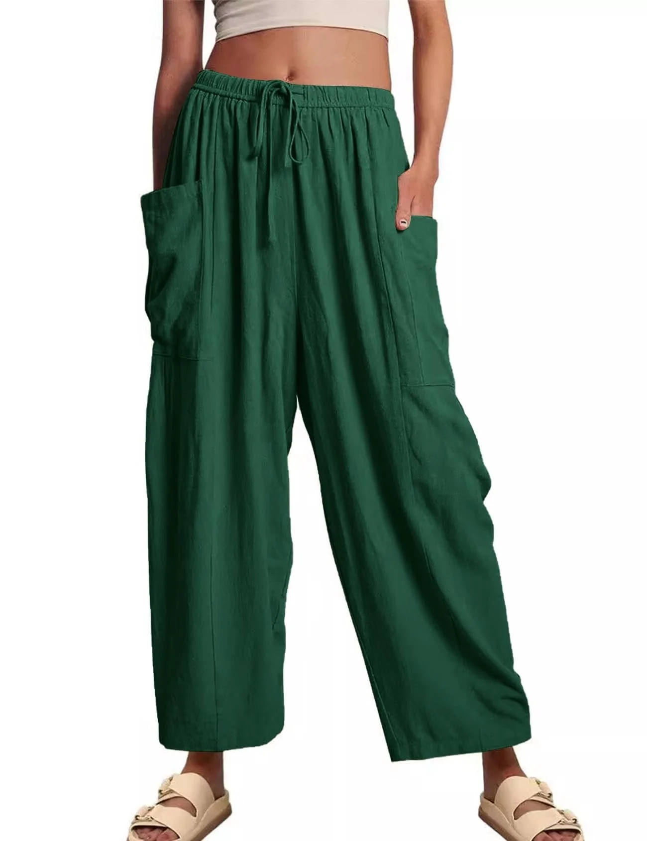 Women's Linen Casual Wide Leg Pants - Image 13