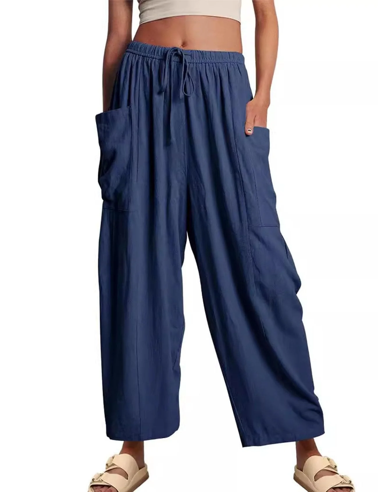 Women's Linen Casual Wide Leg Pants - Image 15
