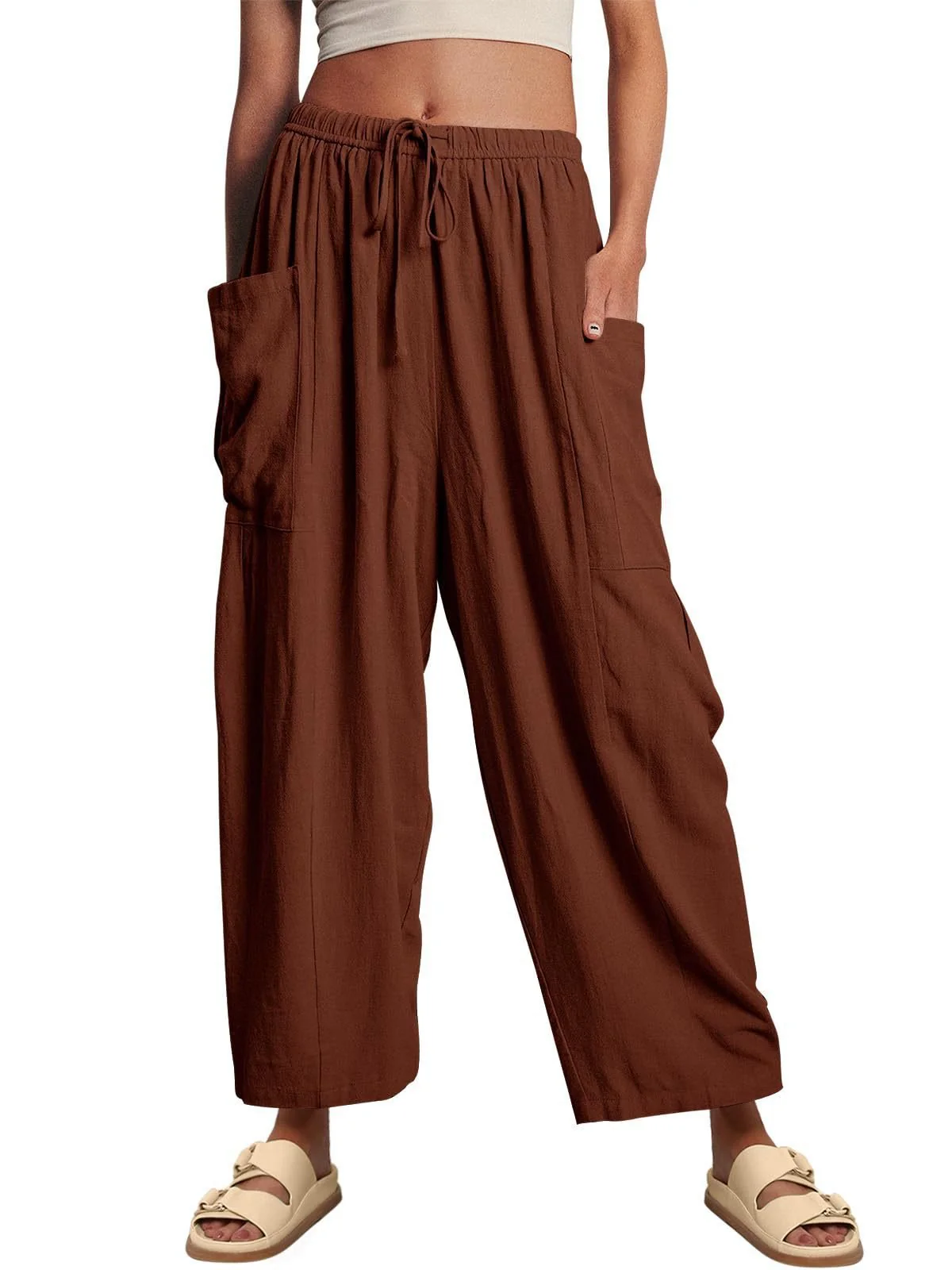 Women's Linen Casual Wide Leg Pants - Image 16