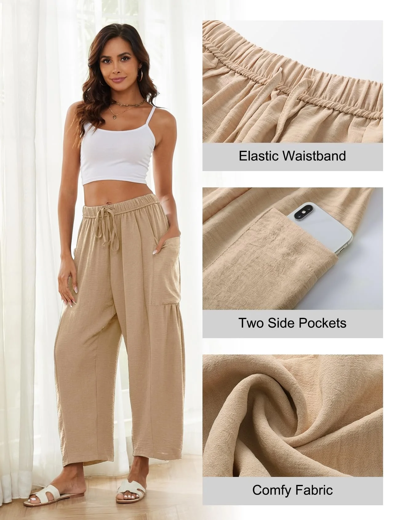 Women's Linen Casual Wide Leg Pants - Image 4