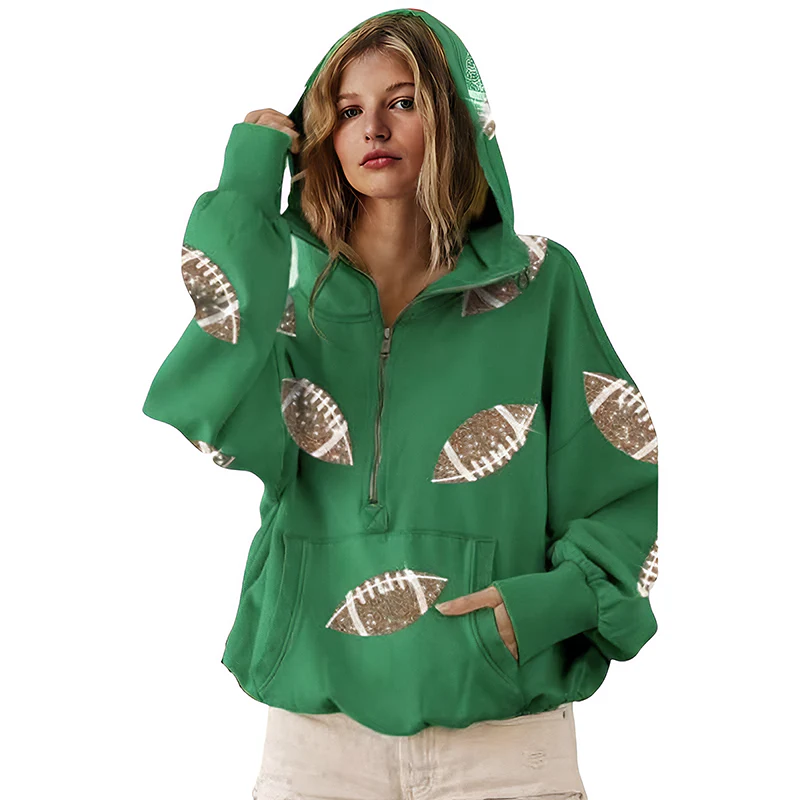 ‘Glam Kickoff’ Long Sleeve Zip Hoodie - Image 11