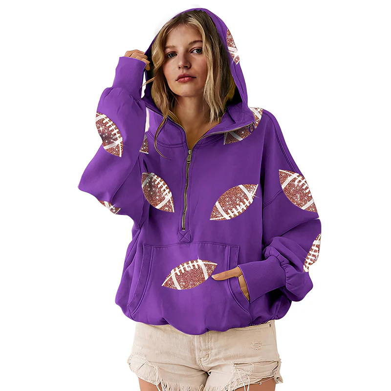 ‘Glam Kickoff’ Long Sleeve Zip Hoodie - Image 15