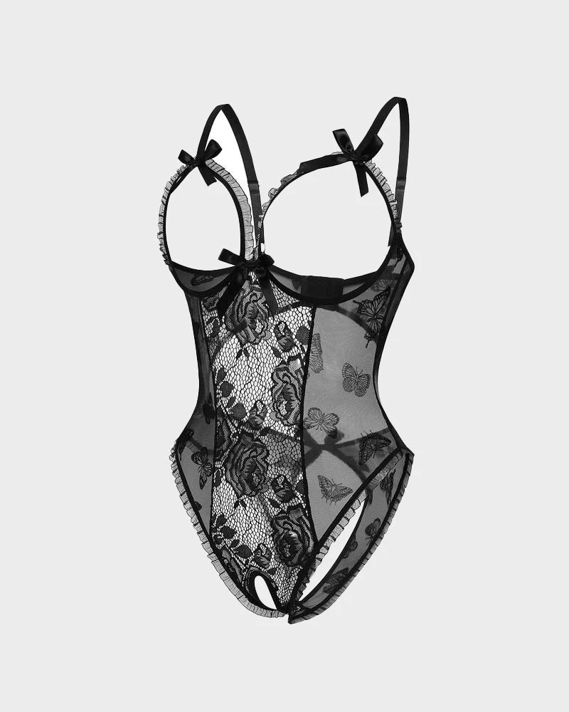 Crotchless Lace Mini Bodysuit - Image 2