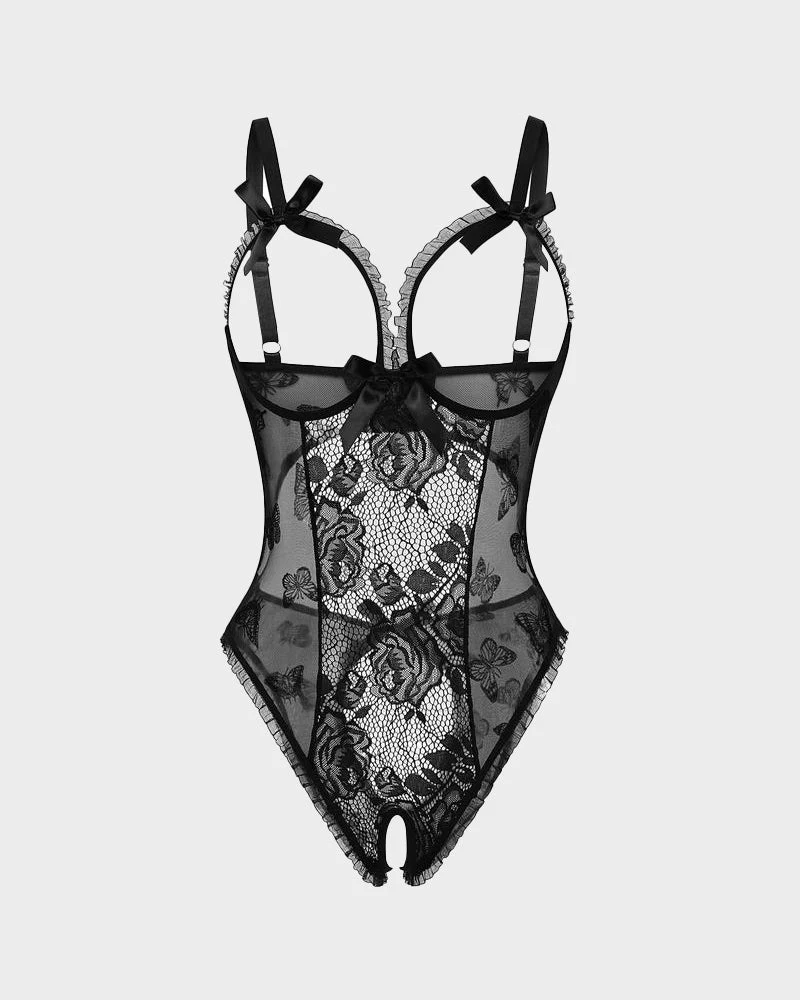 Crotchless Lace Mini Bodysuit - Image 3