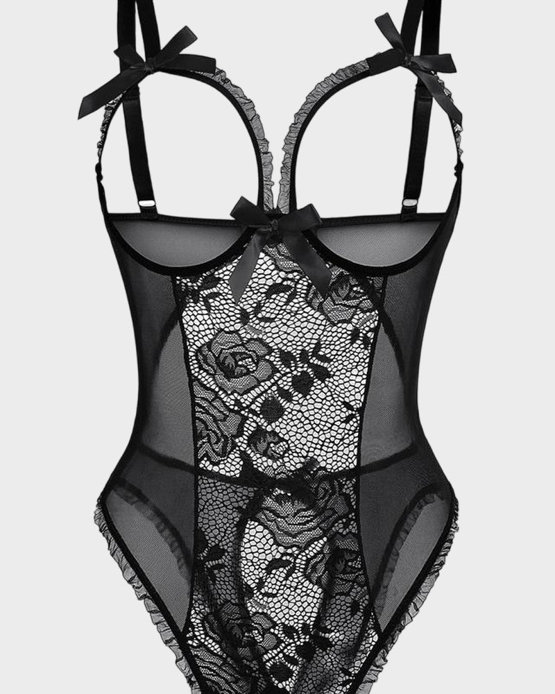Crotchless Lace Mini Bodysuit - Image 4