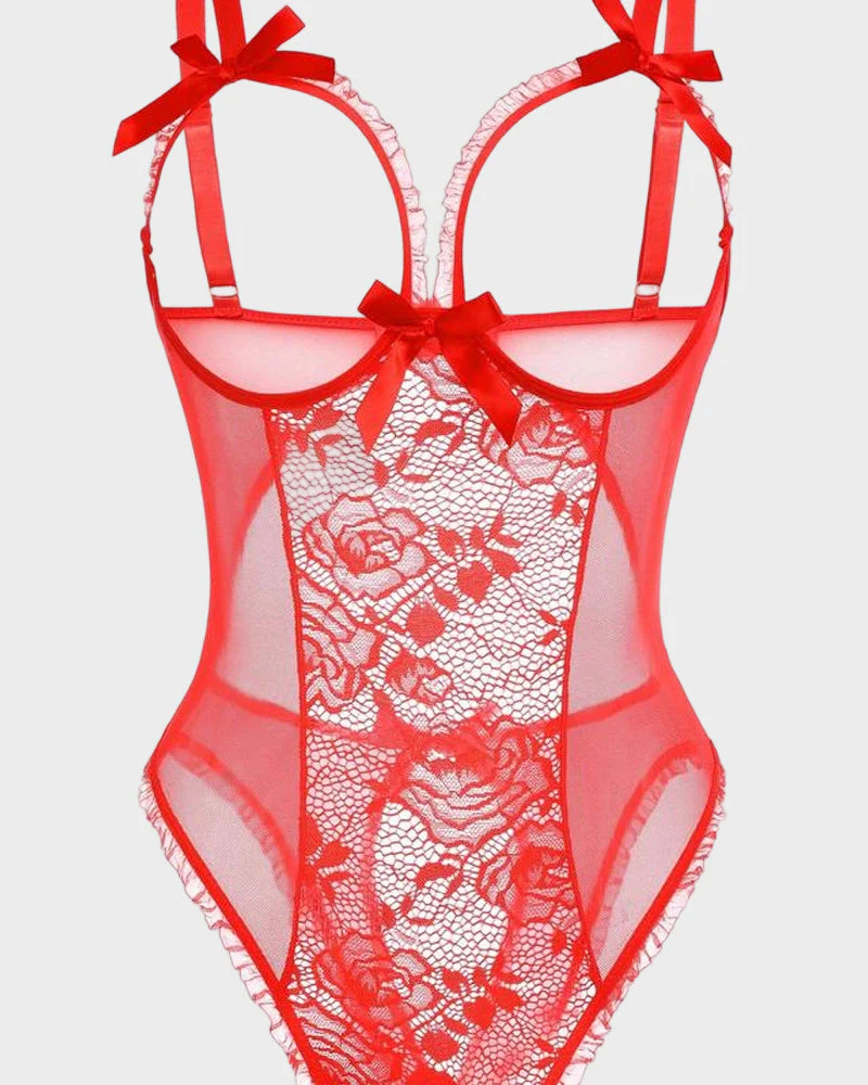 Crotchless Lace Mini Bodysuit - Image 5