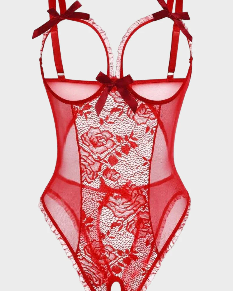 Crotchless Lace Mini Bodysuit - Image 7