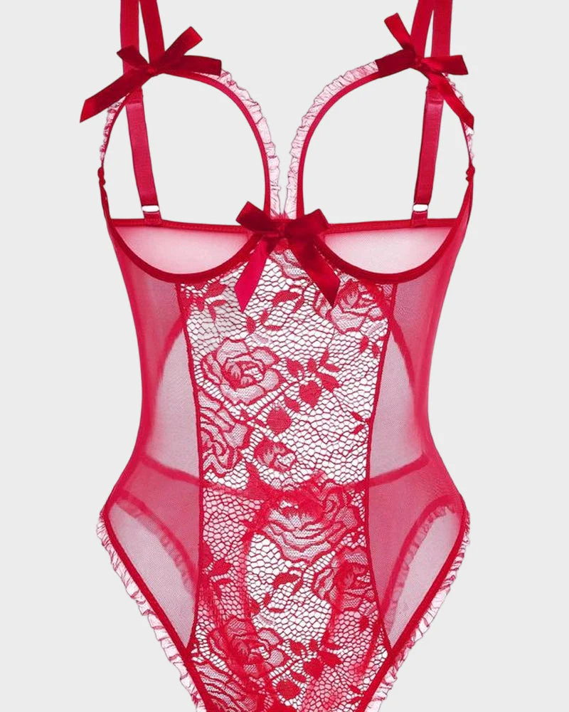 Crotchless Lace Mini Bodysuit - Image 8