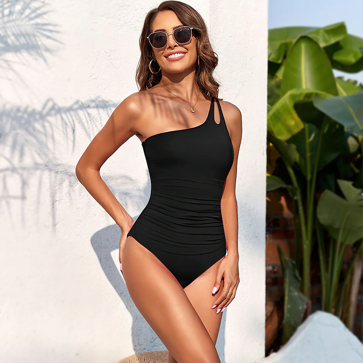 One Shoulder One Piece Swimsuit - Image 7