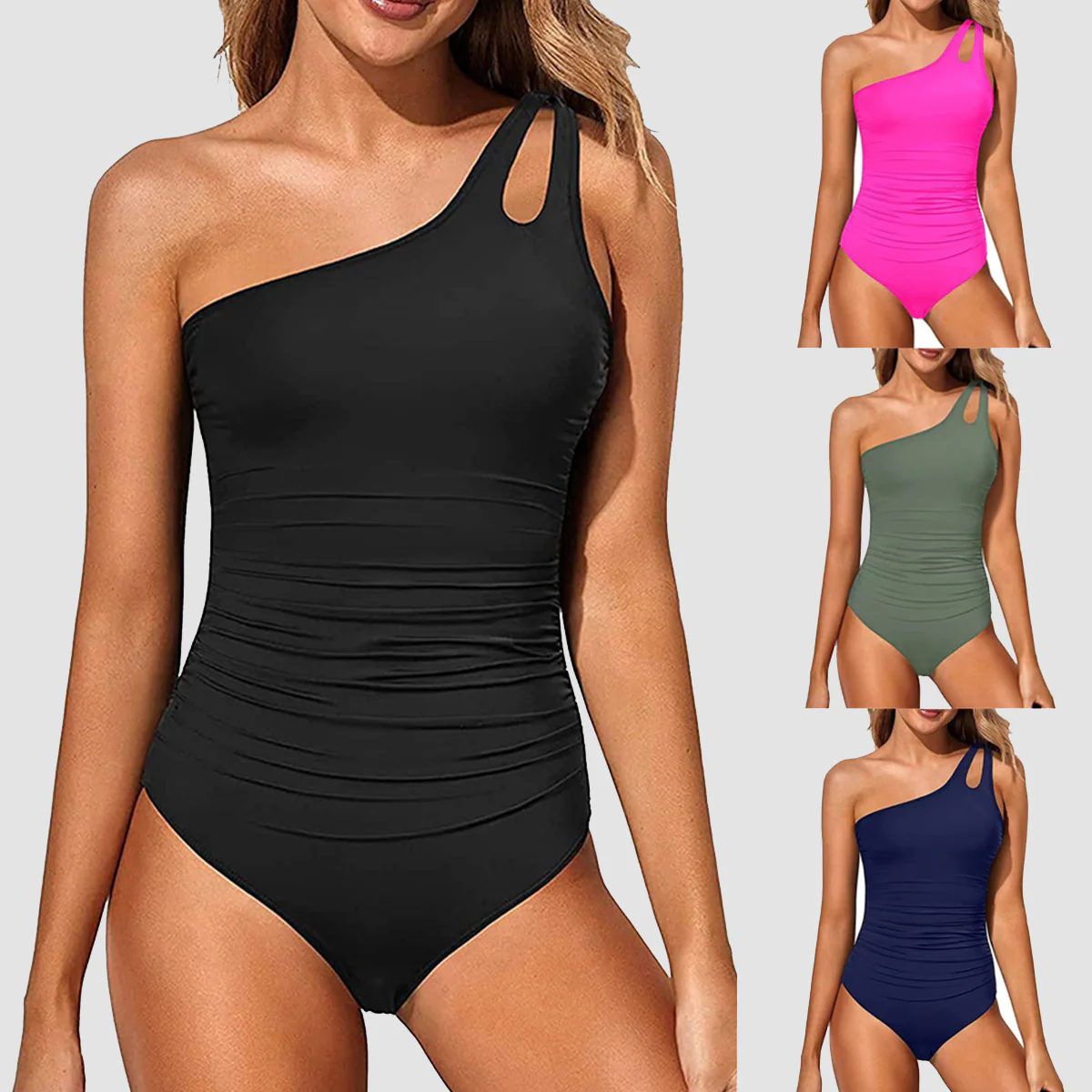 One Shoulder One Piece Swimsuit - Image 9