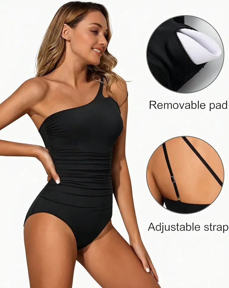 One Shoulder One Piece Swimsuit for Women - Image 5